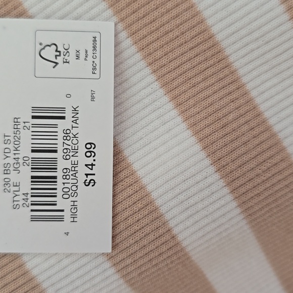 SO BRAND WOMENS JUNIOR SIZE TAN AND WHITE STRIPES TANK TOP SIZE LARGE - Picture 13 of 13